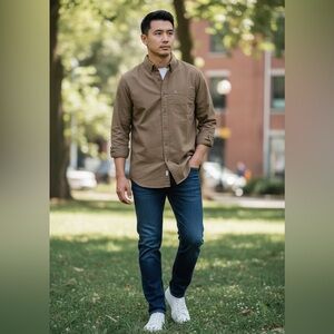 Men's Carhartt Brown Button-Up Shirt L NWT